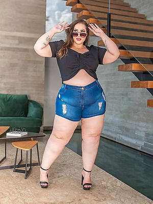 fat mature in jeans shorts