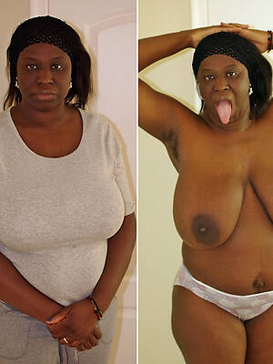 nude ebony granny dressed undressed
